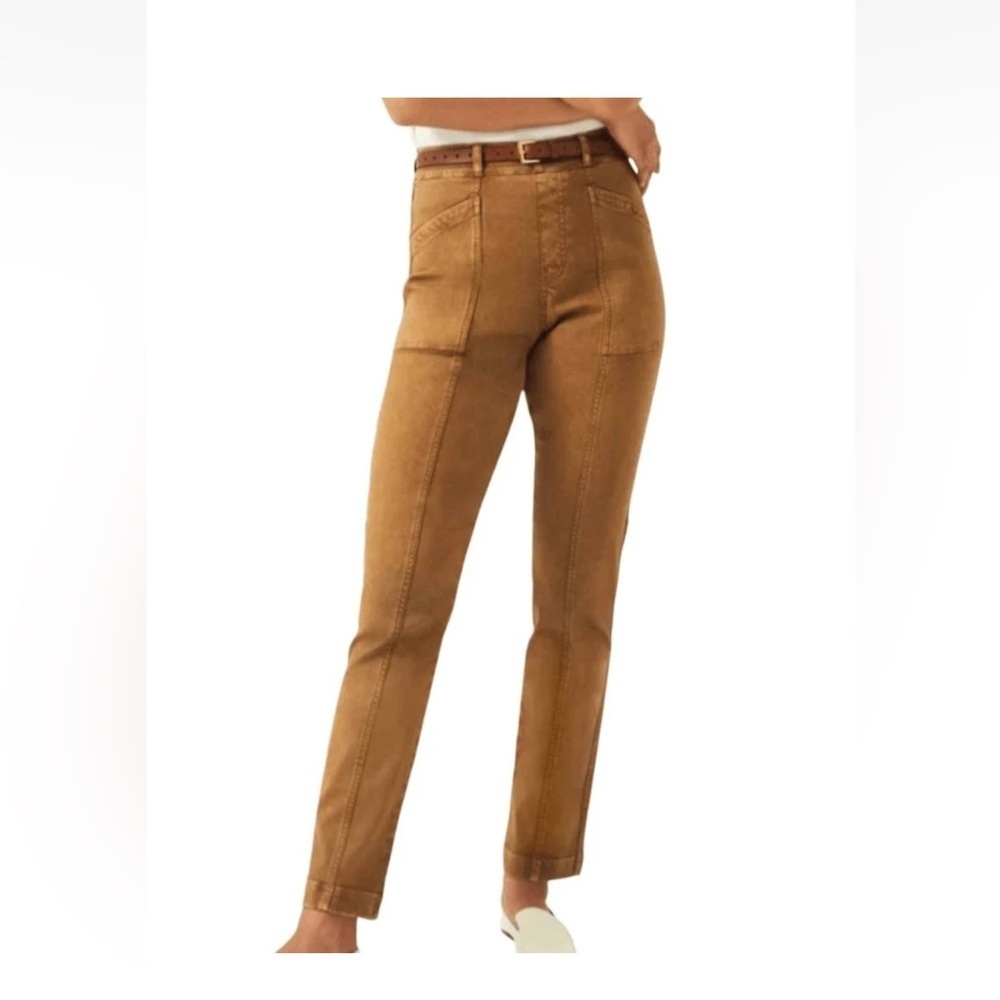 Spanx Stretch Twill Straight Leg Pants Brown Acorn Size Small